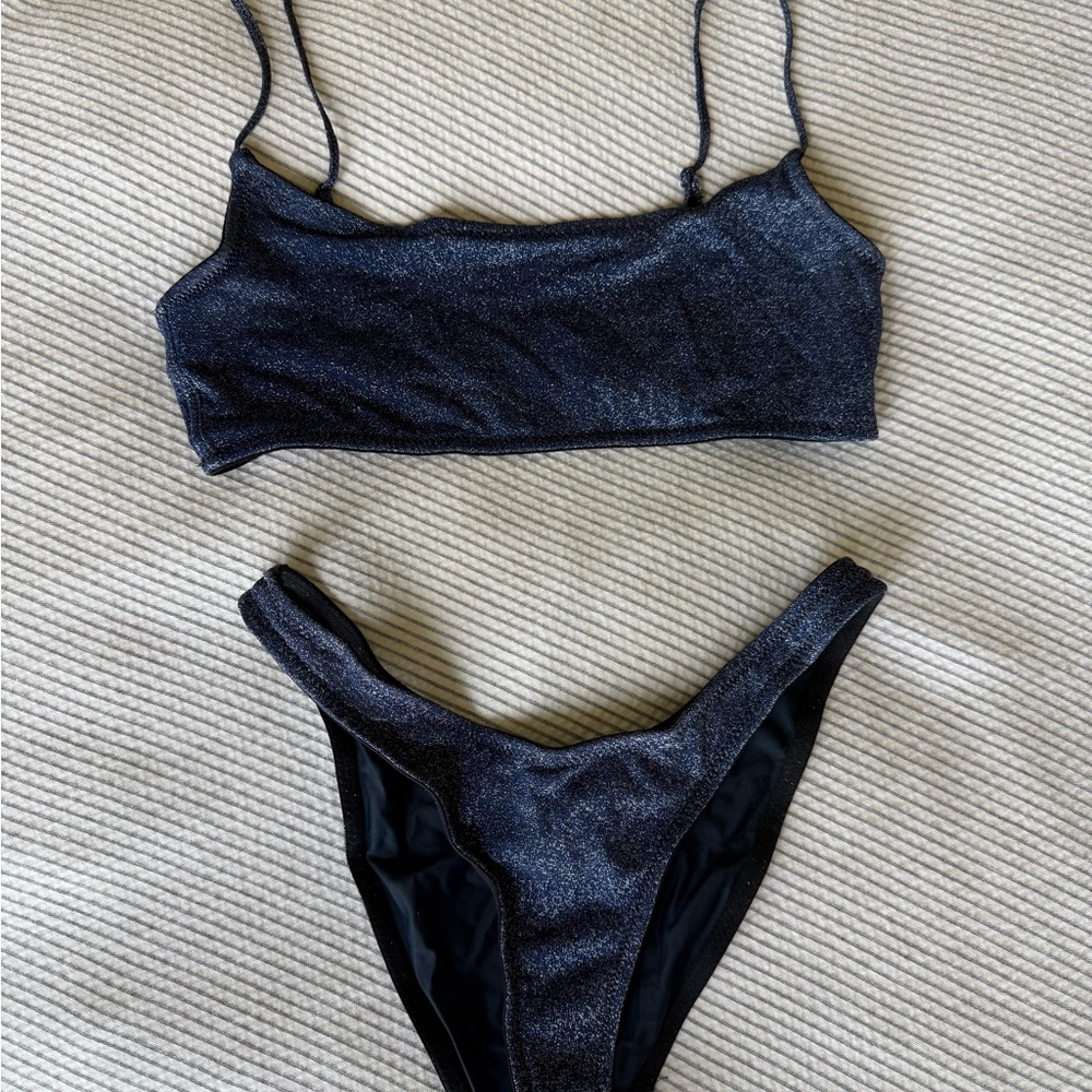 Triangl Swimwear Black Shimmer Bikini Set